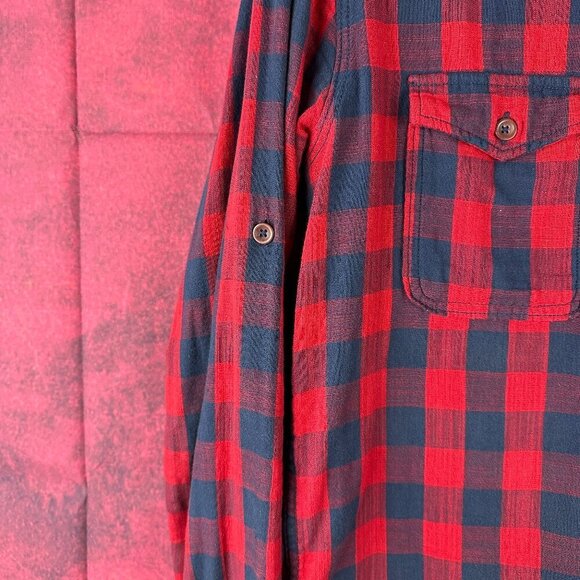 ORIGINALS BY JACK & JONES MEN'S FLANEL LONG SLEEVE PLAID SHIRT RED & BLACK "S" - Picture 6 of 14